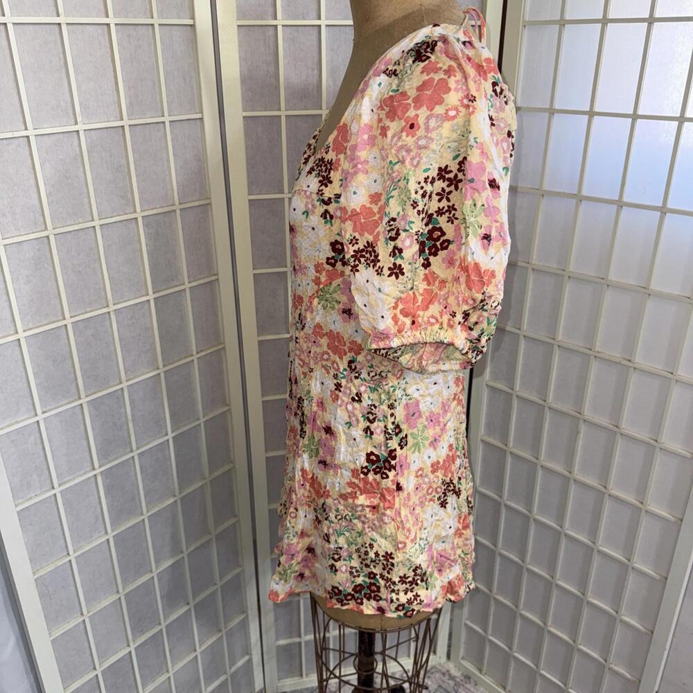Free People Callie Floral‎ Fairy Boho Peasant Cottagecore Tunic Top Blouse Small - Picture 3 of 15
